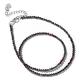 Collar de piedras naturales sangre de dragón facetadas con un pequeño colgante de corazón - Piedra de Sangre de Dragón