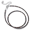 Collar minimalista de cuentas de piedra natural negra con un colgante de corazón plata - Ágata de Rayas Negras