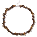 Makroaufnahme der Tigerauge-Halskette mit silbernem Karabinerverschluss und Kette - Tigerauge-Stil (FN0661)