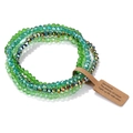 Multi-layer faceted glass bead bracelet set in gradient green with iridescent finish - Teal And Mint Green Mixed Style (FK1987)