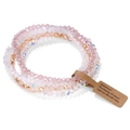 Multi-layer faceted crystal beaded bracelet set in soft pink and champagne tones - Light Pink Peach And Champagne Mixed Style (FK1990)