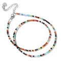 Collar de piedras naturales de colores con colgante de corazón y cierre de mosquetón - Ágata Flor