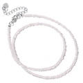 Collar delicado de cuentas de piedra rosa claro con cierre de colgante de corazón - Cuarzo rosa
