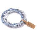 Multilayer beaded bracelet set in light blue and silver with faceted finish and tag - Light Blue Silver Gray And Iridescent Mixed Style (FK1991)