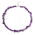 Halskette mit unregelmäßigen lila Amethystperlen und verstellbarem Silberverschluss - Amethyst-Stil (FN0664)
