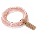 Armbandset mit facettierten Glasperlen in Rosa und Champagner mit Naturanhänger - Rosa Nude-Rosa und Champagner Soft Mischstil (FK1986)