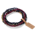 Mehrlagiges Armbandset mit tiefblauen facettierten Glasperlen und Kraftpapier-Etikett - Dunkelblau Roséviolett und Golden Facettierter Mischstil (FK1993)