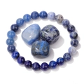 Pulsera de cuentas de piedra azul natural con piedras volcánicas en bruto a juego - Azul (FK2382-19CM)