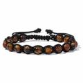 Bracciale intrecciato regolabile fatto a mano con pietre occhio di tigre da 6mm - 19cm / Occhio di tigre