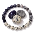 Pulsera de cuentas de piedra natural para hombre con piedras pulidas azules y blancas - Color Mixto (FK2383-19CM)