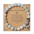 Bracelet en perles avec pendentif cœur et carte cadeau pour 30ème anniversaire - Style Pierre Vert Clair Beige Gris 30ème Anniversaire (H0098-19cm)