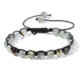 Bracciale di perle in pietra naturale verde chiaro da 6mm con cordino nero regolabile - 19cm / Prehnite