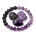 Bracciale in pietra lavica e ametista con set di pietre naturali grezze incluse - Viola (FK2386-19CM)