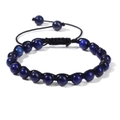 Bracciale regolabile in perline di lapislazzuli 6mm con cordino nero intrecciato - 19cm / Lapislazzuli