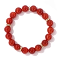 Bracciale in agata rossa da 10mm con distanziatori dorati e strass scintillanti - 19cm / Stile Agata Rossa (H0078-19cm)