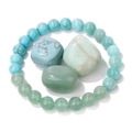 Set bracciale con perline turchesi e verdi con pietre semipreziose grezze lucide - Verde (FK2387-19CM)
