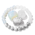 Set bracciale di perline in turchese bianco naturale con pietre grezze lucide - Bianco (FK2388-19CM)