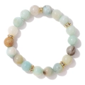 Bracelet de perles en pierre naturelle de 10mm aux tons turquoise et accents dorés - 19cm / Style Pierre Vert Clair (H0082-19cm)
