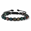 Bracciale regolabile in perline di agata indiana 6mm con cordino nero intrecciato - 19cm / Agata Indiana