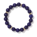 Bracelet en pierre naturelle bleue 10mm avec perles intercalaires dorées en cristal - 19cm / Style Texture Lapis-Lazuli (H0087-19cm)