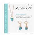 Parure de bijoux avec collier et boucles d'oreilles en howlite bleue et finition dorée - Style Howlite Bleue (FN1279)