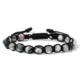 Bracciale intrecciato regolabile con perline in agata muschiata naturale da 6mm - 19cm / Agata Albero