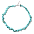 Collier bohème en pierres de turquoise irrégulières avec fermoir mousqueton argenté - Style Turquoise (FN0665)