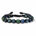 Bracciale intrecciato regolabile con perle in pietra naturale da 6mm verdi e blu - 19cm / Lapis fenice