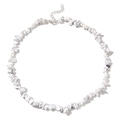 Collier de perles en turquoise blanche irrégulière avec fermoir argenté réglable - White Turquoise Style (FI0075-silver)