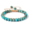 Handgeweven turquoise kralenarmband met verstelbaar bruin koord voor mannen - 19cm / Blauwe Keizersteen