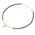 4mm hematiet kralenketting met roze druppelvormige hanger en goudkleurige sluiting - 19cm / Roze Steen Hanger (FN0767)
