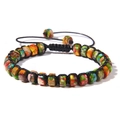 Handgemaakte geweven armband met kleurrijke natuurstenen kralen en verstelbaar koord - 19cm / Gemengde Keizersteen
