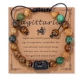 Bracciale Sagittario con pietre naturali occhio di tigre e cordino nero regolabile - 19cm / Sagittario (FK2144)