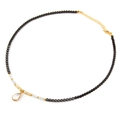 4mm hematiet kralenketting met transparante kristallen hanger en gouden sluiting - 19cm / Heldere Steen Hanger (FN0769)