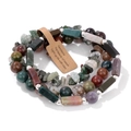 Set di tre braccialetti in ametista e pietre preziose naturali con etichette - Stile Pietra Mista (FK2062) / 19cm