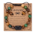 Bracciale segno Cancro con perline occhio di tigre e cordino nero regolabile - 19cm / Cancro (FK2145)