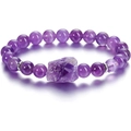 Pulsera de cuentas de amatista con gema natural en bruto y espaciadores de plata - Estilo de Cuentas Púrpuras con Amatista (H0169-19cm)