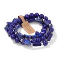 Set di tre bracciali in lapislazzuli con barre rettangolari e cartellino di carta - Stile Lapislazzuli (FK2063) / 19cm