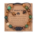Bracciale zodiacale Toro regolabile con pietre occhio di tigre su carta kraft - 19cm / Toro (FK2147)