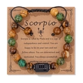 Bracciale zodiaco Scorpione con pietre occhio di tigre e cordino nero intrecciato - 19cm / Scorpione (FK2148)