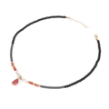 4mm hematiet kralenketting met rode druppelhanger en een gouden karabijnsluiting - 19cm / Rode Steen Hanger (FN0887)