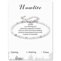 3mm facettiertes Howlith-Edelsteinarmband mit verstellbarem Verschluss auf Displaykarte - 19cm / Weißer Türkis