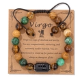 Bracciale segno zodiacale Vergine in pietre naturali con cordino regolabile e cartolina - 19cm / Vergine (FK2151)