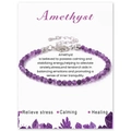 Dunkelviolettes facettiertes Kristallperlenarmband mit silbernem Karabinerverschluss - 19cm / Amethyst
