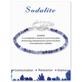 Minimalistisches 3mm Sodalith-Perlenarmband mit silbernem Karabinerverschluss auf Geschenkkarte - 19cm / Blauer Sodalith