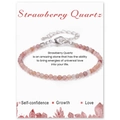 Zartes 3mm Erdbeerquarz-Perlenarmband mit silbernem Karabinerverschluss auf Geschenkkarte - 19cm / Erdbeerquarz