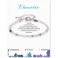 3mm facettiertes Fluorit-Perlenarmband mit Karabinerverschluss in Violett und Gruntönen - 19cm / Fluorit