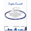 3mm Lapislazuli Perlenarmband mit silbernem Karabinerverschluss auf Karte Geschenk - 19cm / Lapislazuli
