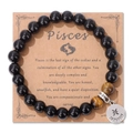 Pulsera de cuentas ojo de tigre Piscis con dije de plata y tarjeta del zodíaco - 19cm / Piscis