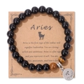 Detalle de pulsera Aries de ojo de tigre con colgante de plata en tarjeta de regalo - 19cm / Aries